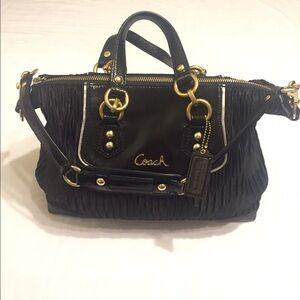 Y2K COACH Ashley Gathered Sateen Satchel Black Handbag Purse Shoulder Bag